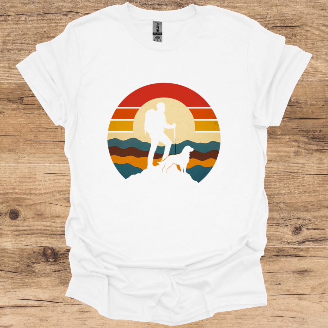 Hiking Man_Sunset Dog T-Shirt