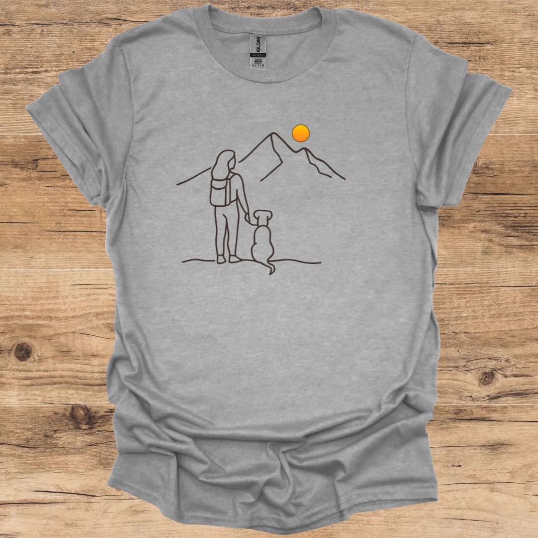Hiking & Dog Silhouette T-Shirt