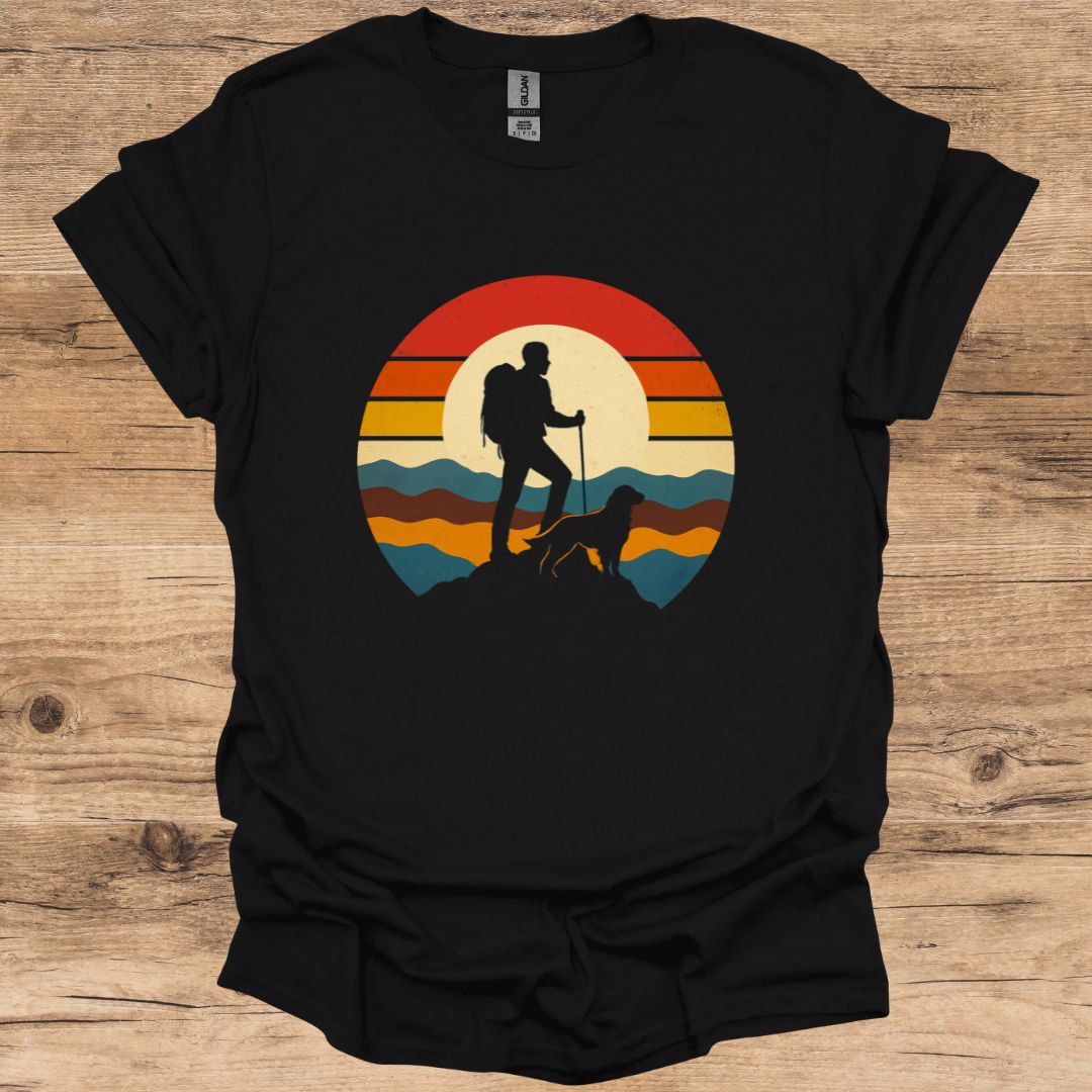 Hiking Man_Sunset Dog T-Shirt