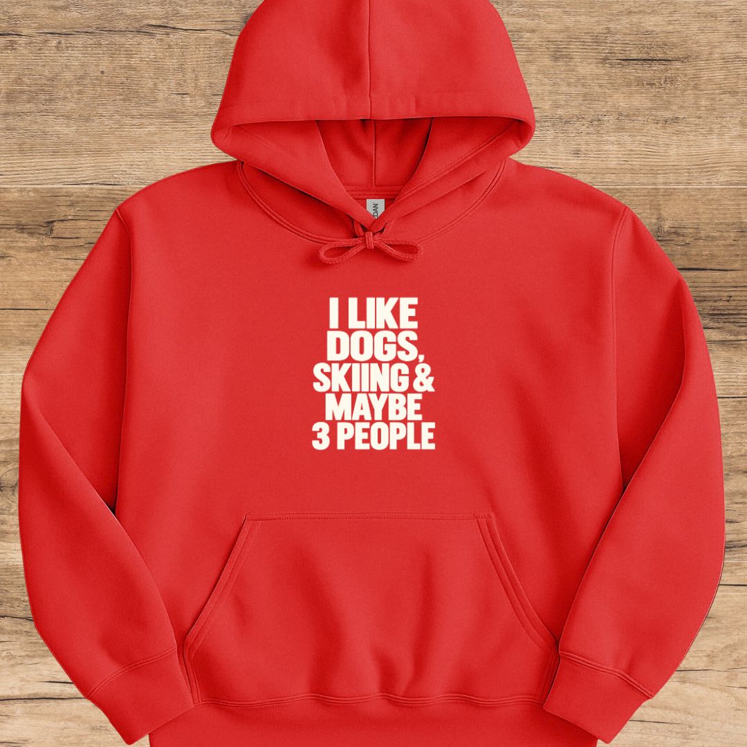 Dogs, Skiing & 3 People Hoodie
