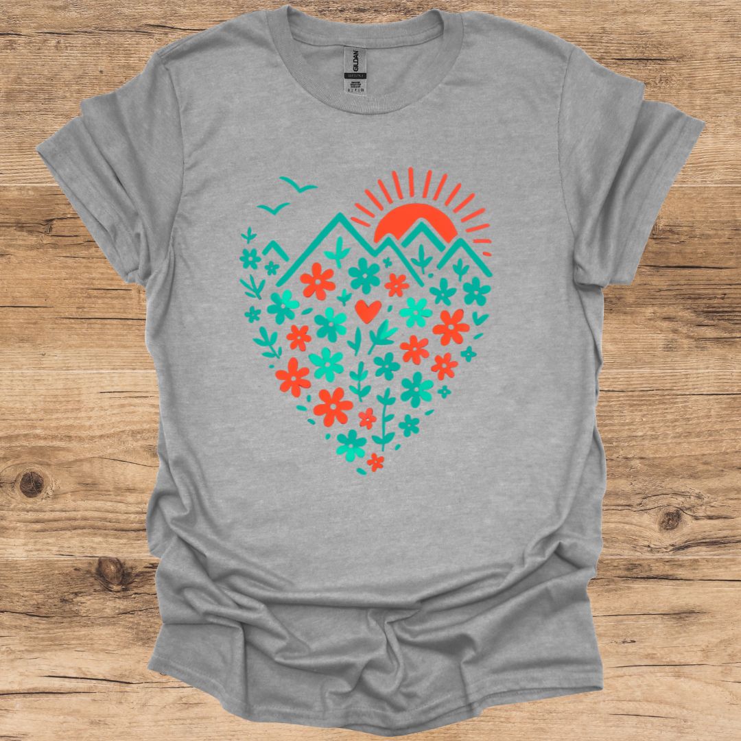Floral Mountain Sunset T-Shirt