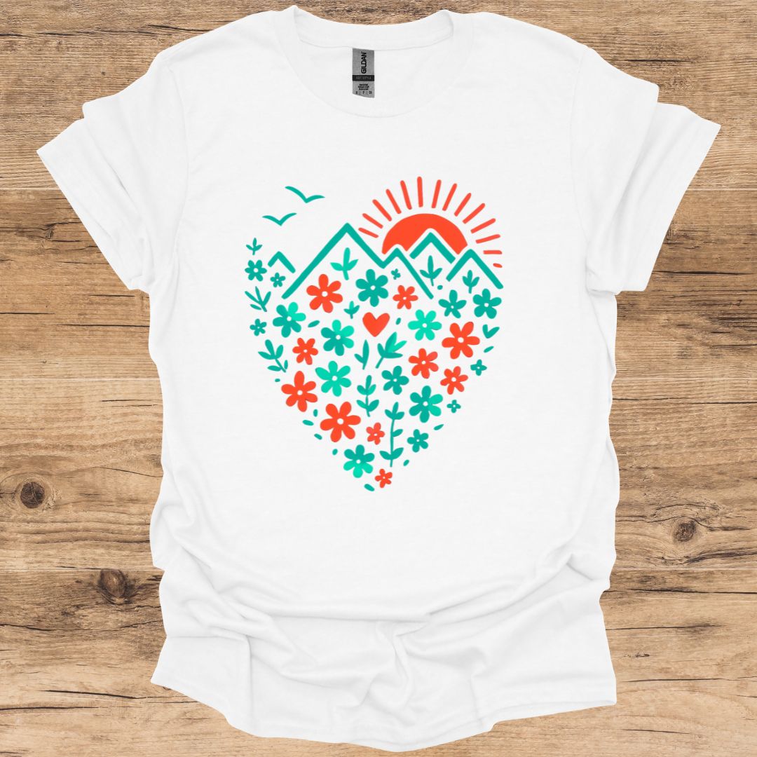 Floral Mountain Sunset T-Shirt
