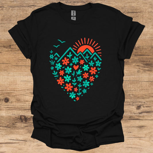 Floral Mountain Sunset T-Shirt