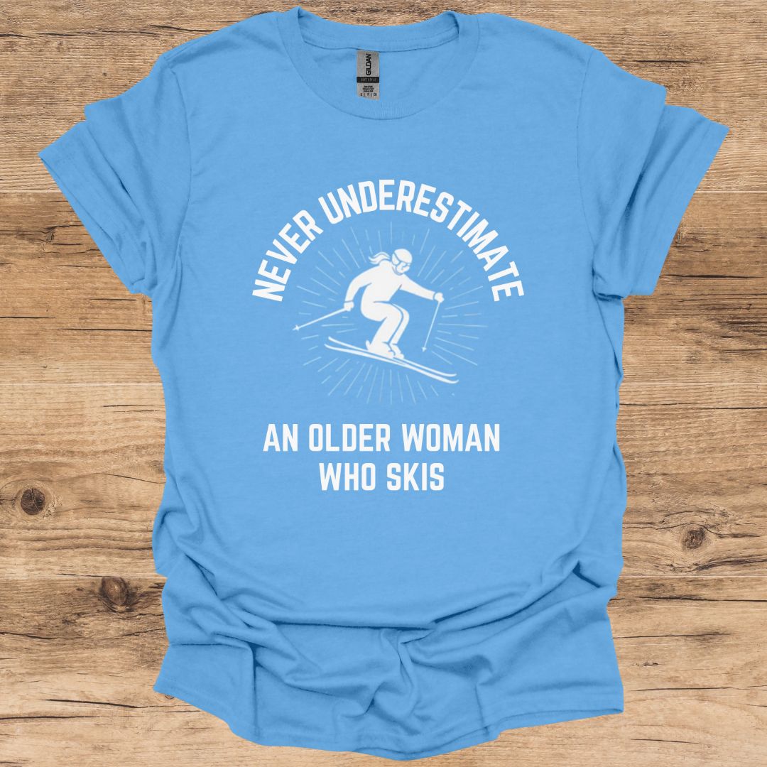 Never Underestimate Older Woman Skiing T-Shirt