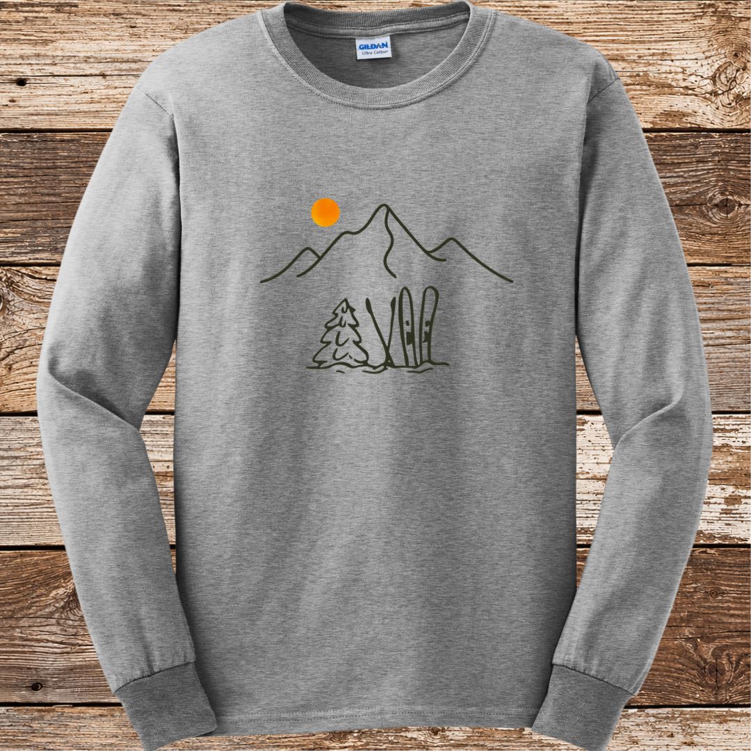 Mountain Ski Silhouette Long Sleeve