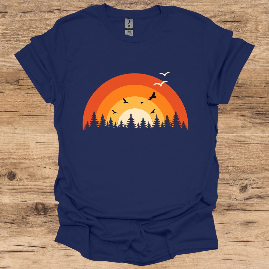 Sunset Retro Birds T-Shirt