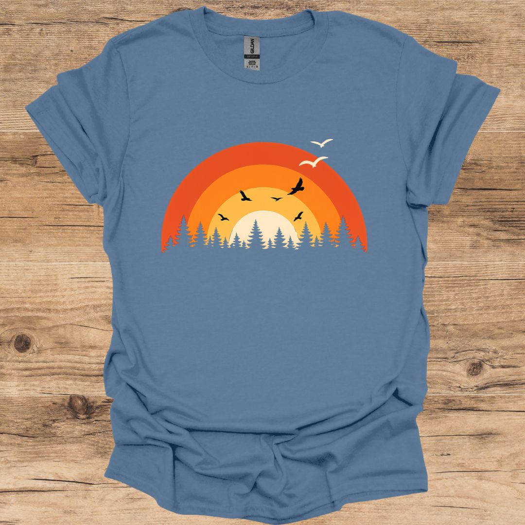 Sunset Retro Birds T-Shirt