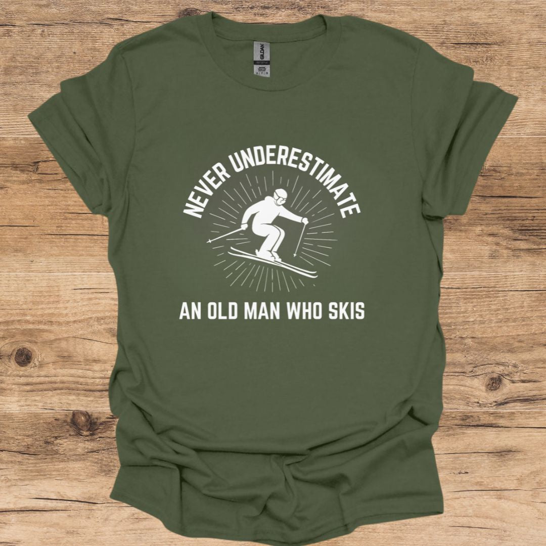 Never Underestimate Old Man Skiing T-Shirt