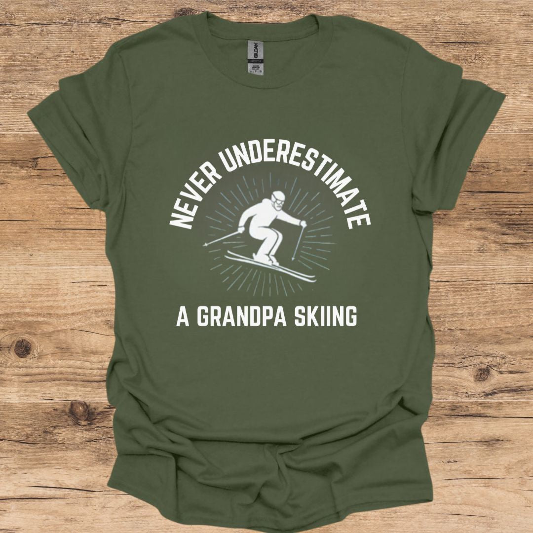 Never Underestimate A Grandpa Skiing T-Shirt