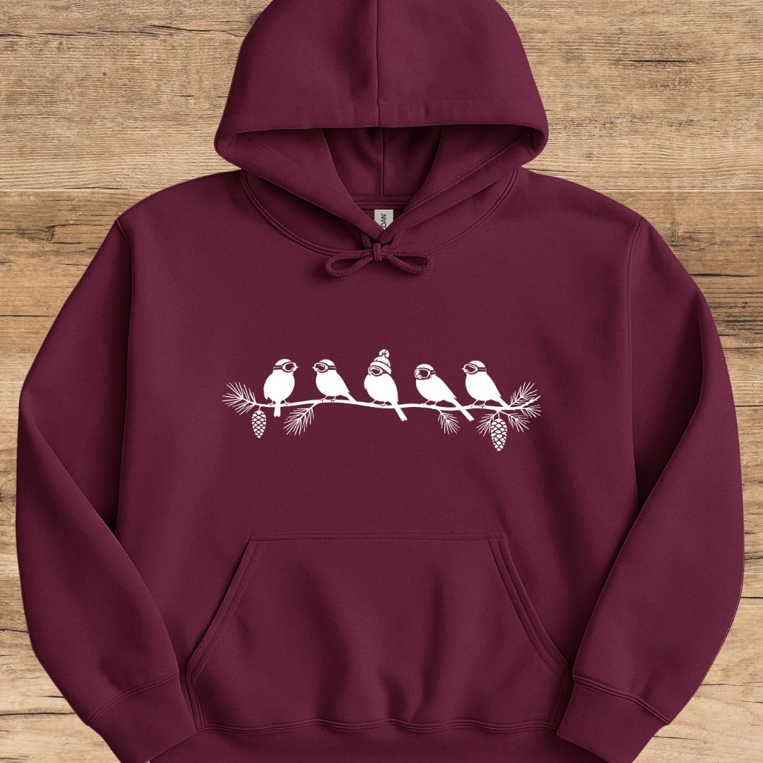 Winter Ski Birds Hoodie
