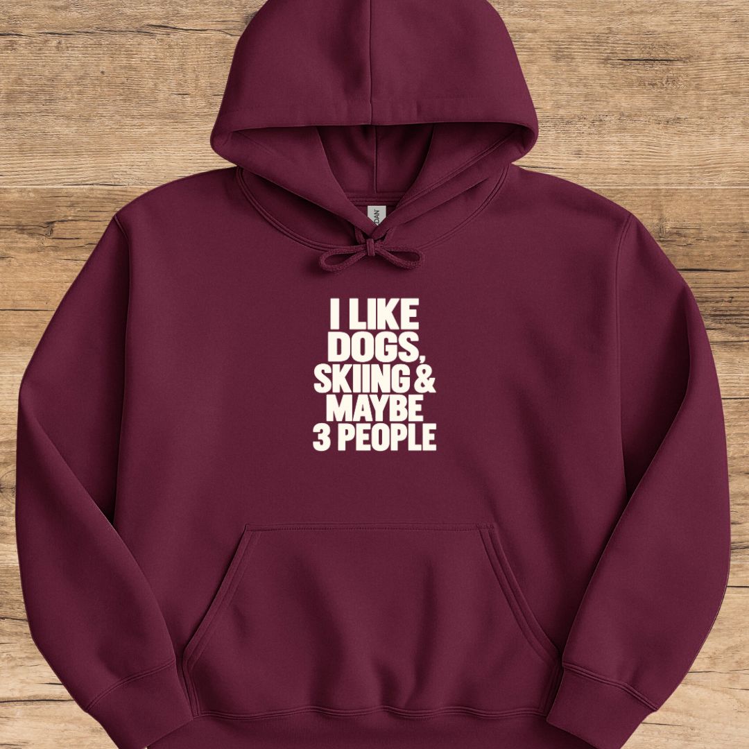 Dogs, Skiing & 3 People Hoodie