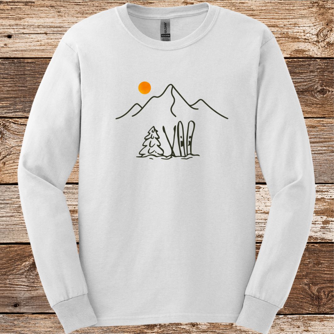 Mountain Ski Silhouette Long Sleeve