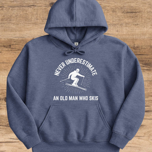 Never Underestimate Old Man Skis Hoodie