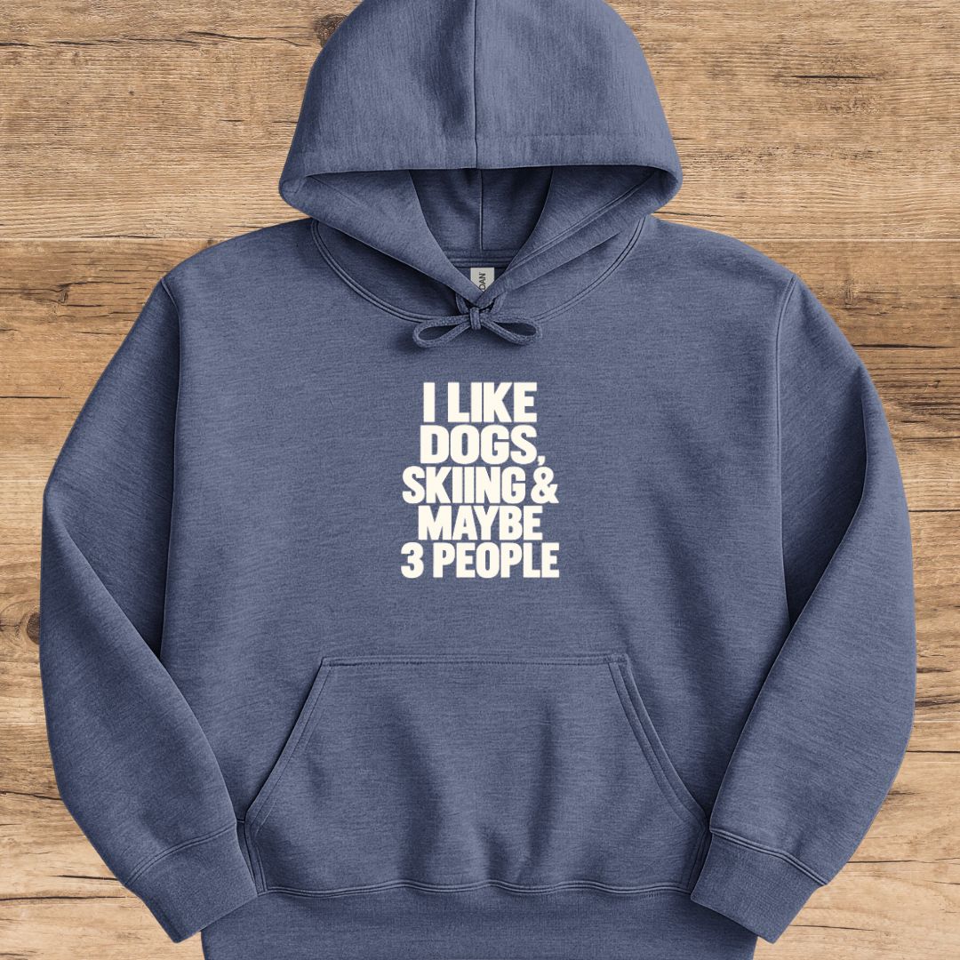 Dogs, Skiing & 3 People Hoodie