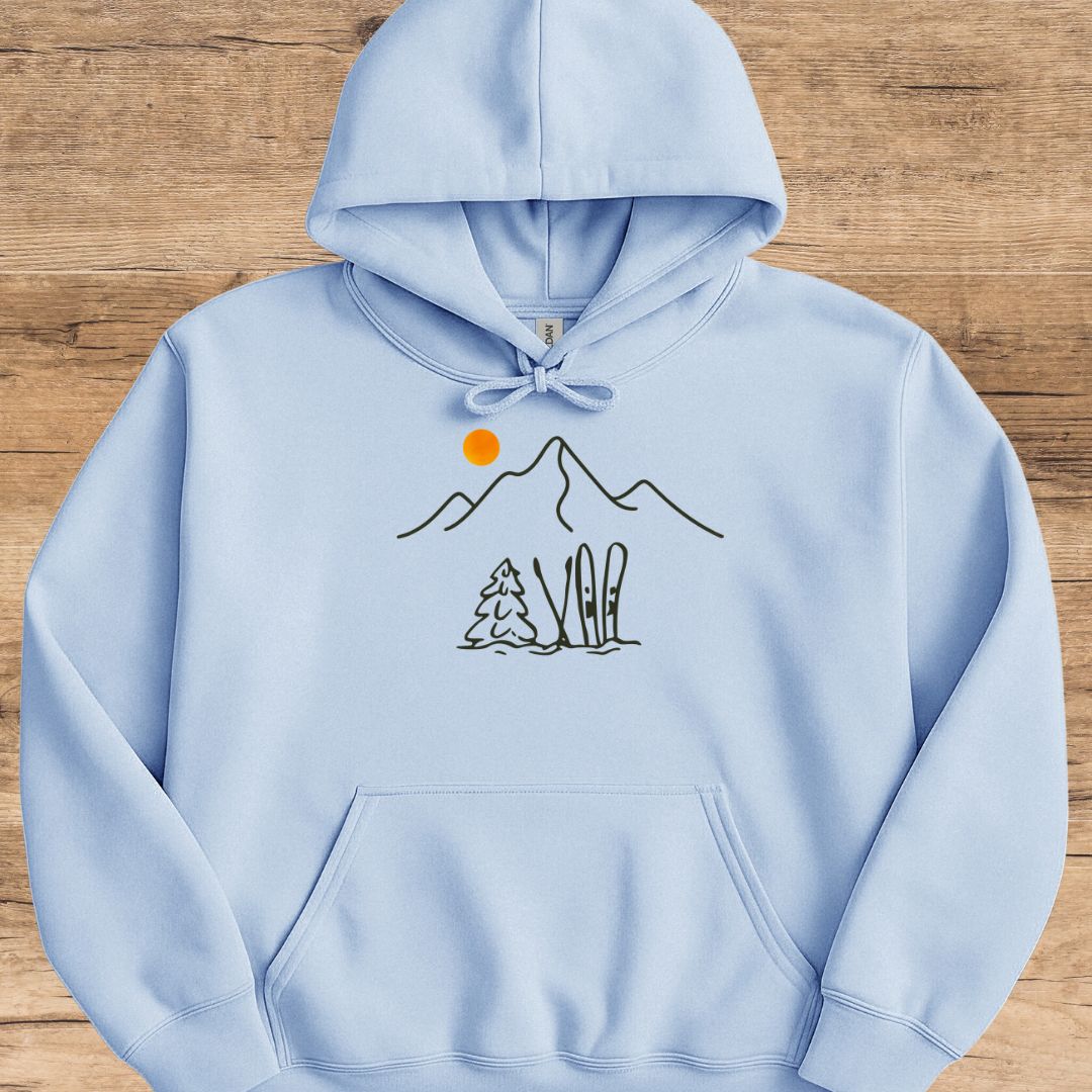 Mountain Ski Silhouette Hoodie