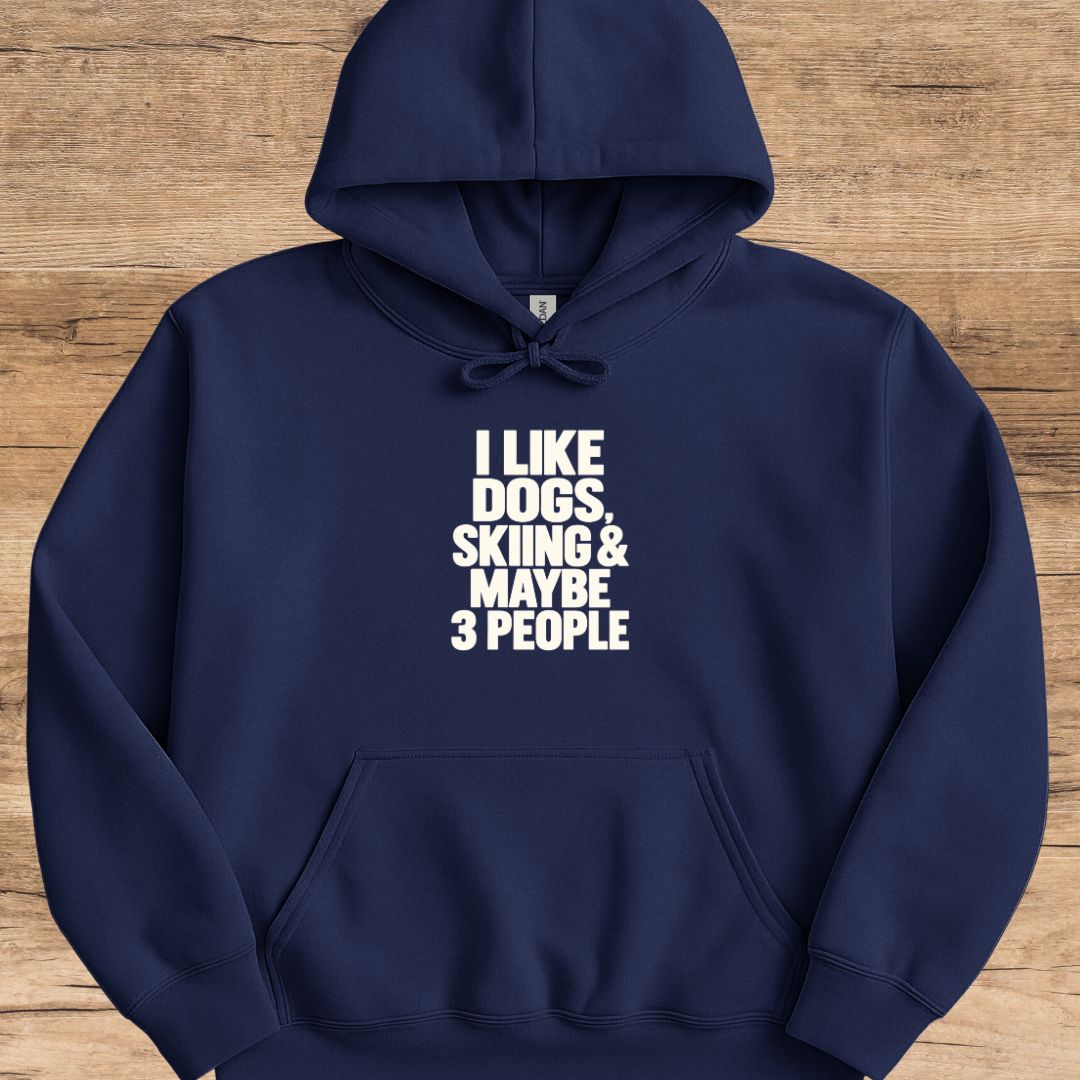 Dogs, Skiing & 3 People Hoodie