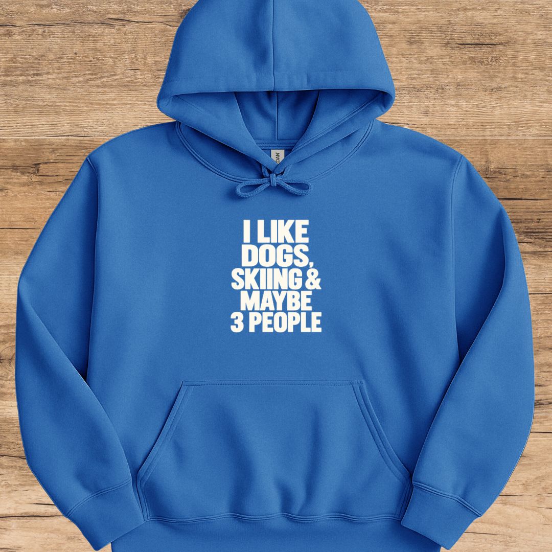 Dogs, Skiing & 3 People Hoodie