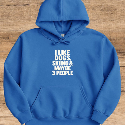 Dogs, Skiing & 3 People Hoodie