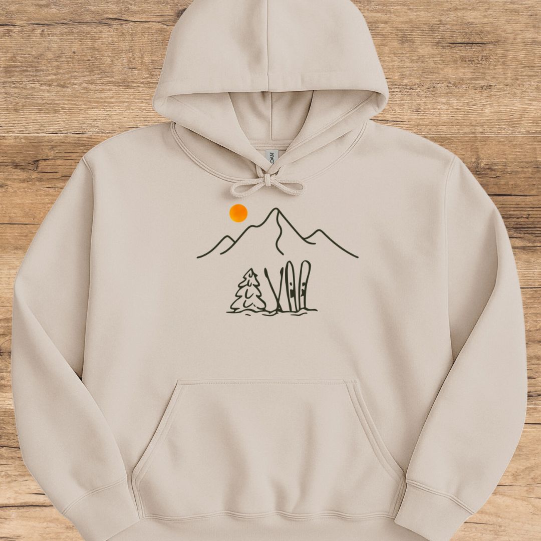 Mountain Ski Silhouette Hoodie