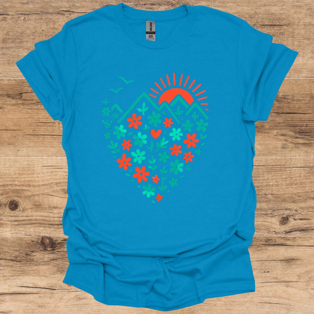 Floral Mountain Sunset T-Shirt