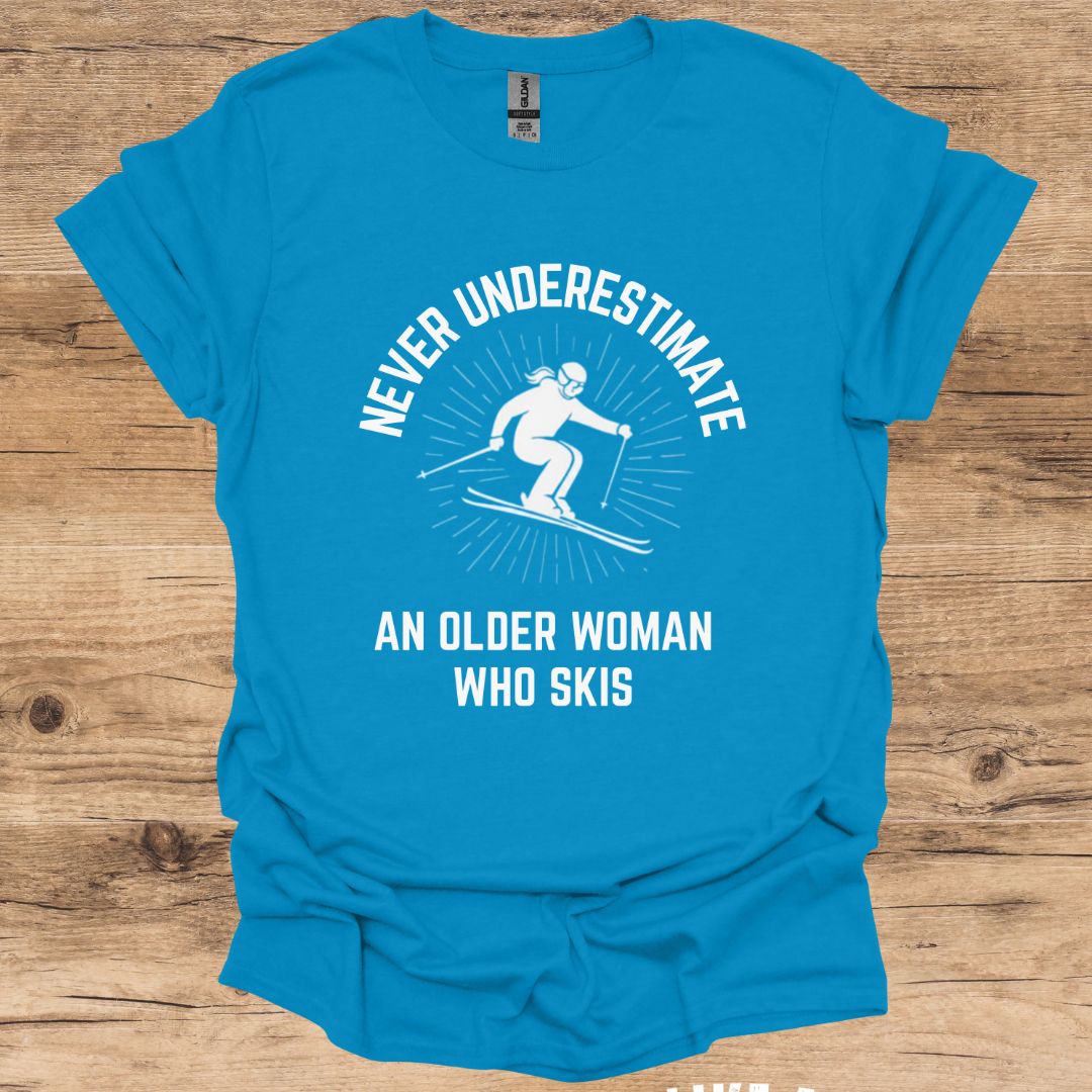 Never Underestimate Older Woman Skiing T-Shirt