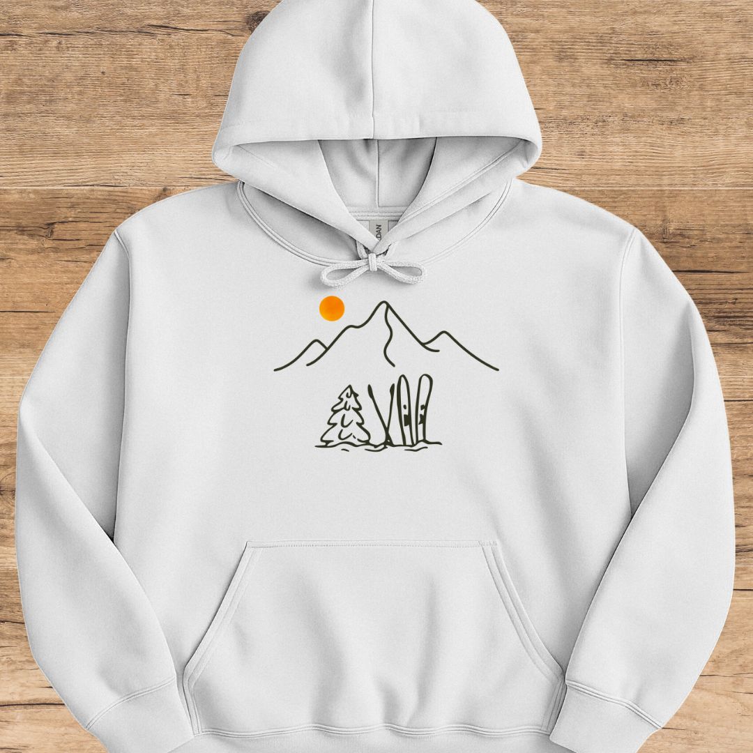 Mountain Ski Silhouette Hoodie