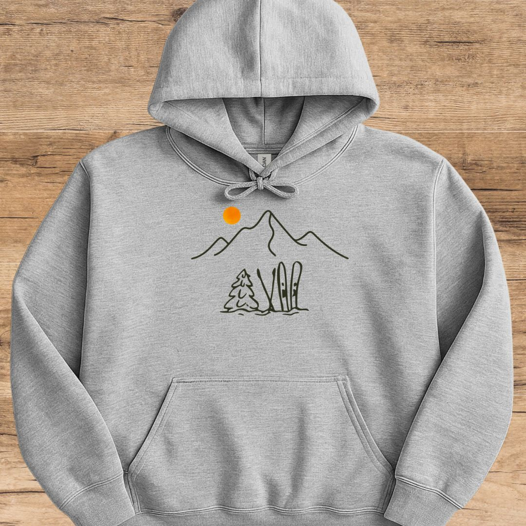 Mountain Ski Silhouette Hoodie